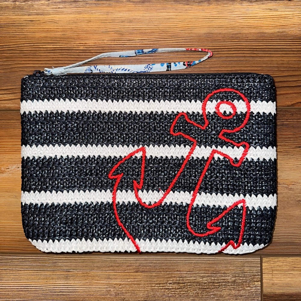 Vera Bradley Anchors Aweigh Straw Wristlet NWOT